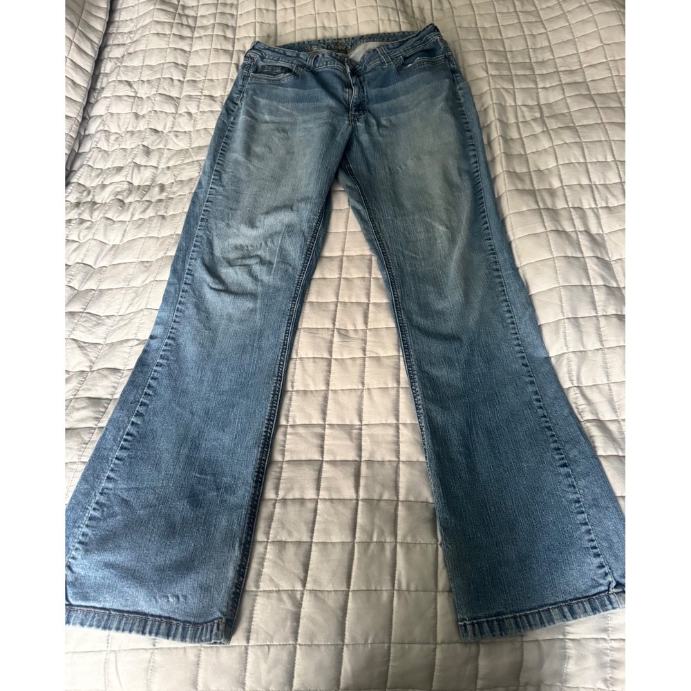 Rider by Lee Women's Bootcut Jeans Size 16L Y2K Embellished Pockets Distressed